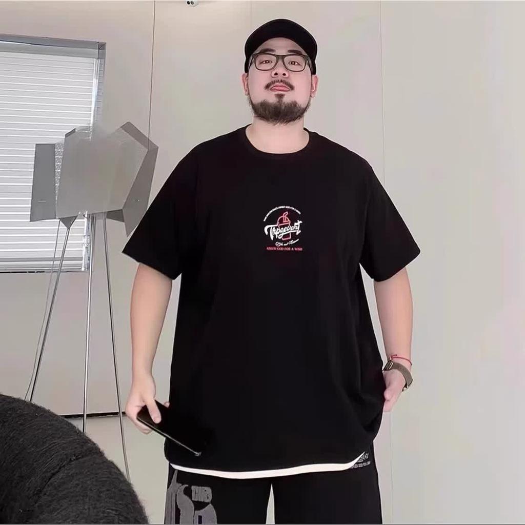 Fake two hundred matching stretch solid color fit wrinkle loose men's short-sleeved fashion short-sleeved top comfortable lightweight T-shirt