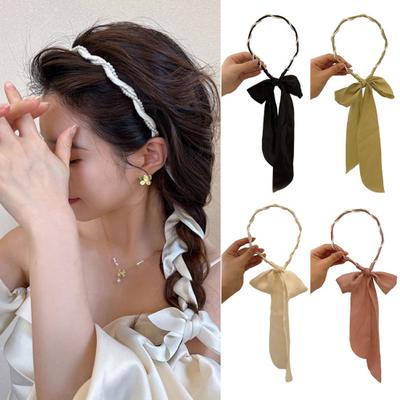Women Headband Detachable Detachable Ribbon Bow Anti-Slip Thin Edges Hair Hoop Daily Wear Hair Accessory