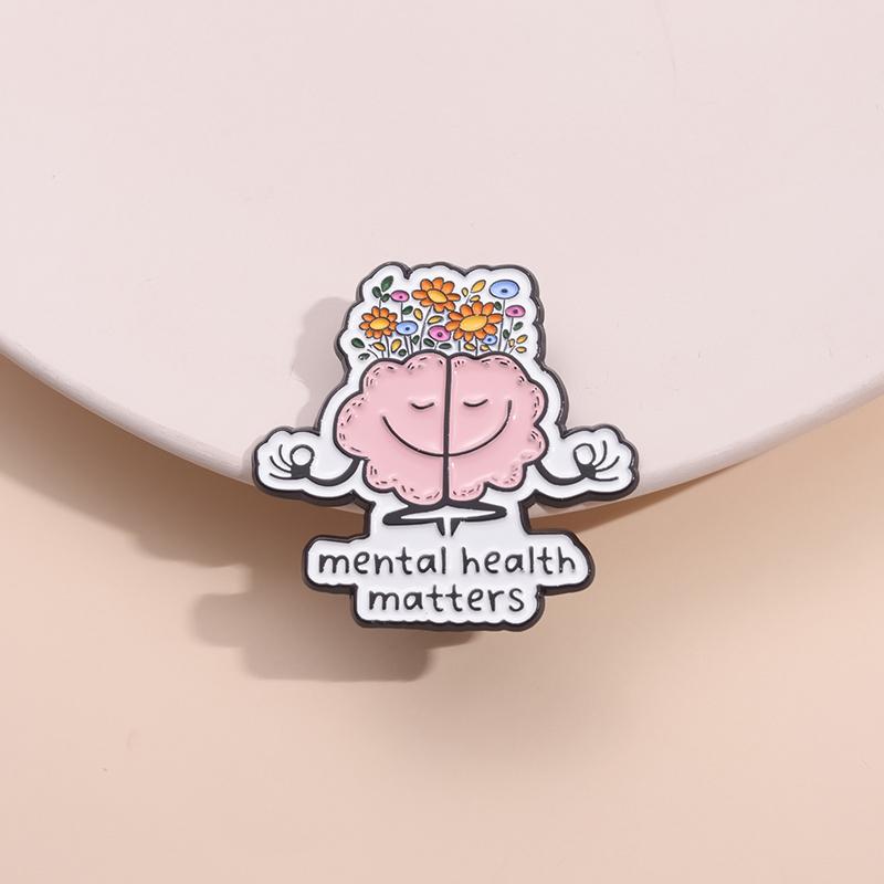 Mental Health Enamel Pins Custom Anatomical Flowers Brain Brooches Lapel Badges Plant Funny Jewelry Gift for Friends