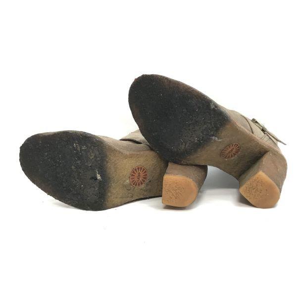 UGG Suede Short Heel Shearling Boots Beige Size US6 23.0cm(USED)