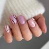 24Pcs Colorful 3D Flower Press On Nails Mid Length Ballet Square False Nails Fashion Wearable Manicure Tips