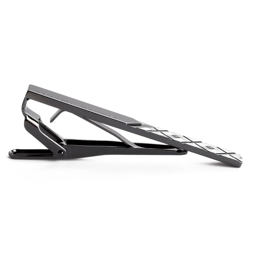 BLACK LABEL CRESTBRIDGE Crestbridge Check Tie Bar with Silver Includes Shopping Tie Cross, Bag, Clip, 51V-03-083 (Black)