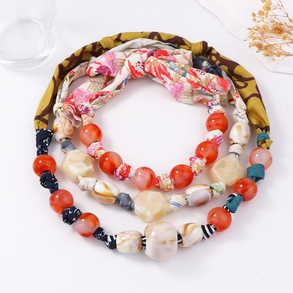 Europäische und amerikanische Persönlichkeitstrends, einfach und modisch, handgewebter Stoff, Perlen-mehrschichtige geometrische lässige Halskette