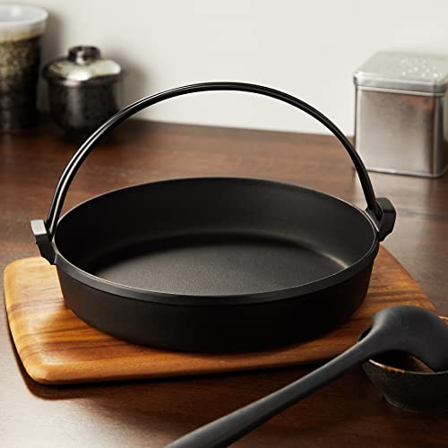 Iwachu 20039 Iwachu Sukiyaki Pot with Southern Crane 26 Black Baking Inner Diameter 10.2 Inches (26 Cm), Induction Compatible, Nambu Ironware