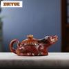 350ml Antique Yixing Purple Clay Teapots Handmade Wealth Cattle Pot Raw Ore Red Mud Tea Maker Kettle With Filter Zisha Tea Set