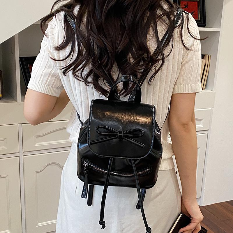 Small Backpack Solid Pu Leather Handbag Tote For Women Casual Fashion Travel Shoulder Bag Lady Phone Purse Anti-theft Backbag