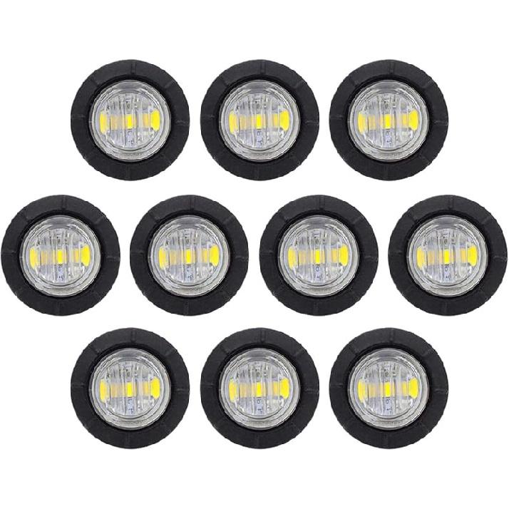 TMH 50 Pcs 3/4 Inch Mount Amber 3 LED Mini Round Trailer Side Marker Indicator Lights Clearance Button Signal Lamps Universal for Trucks Lorry Boat