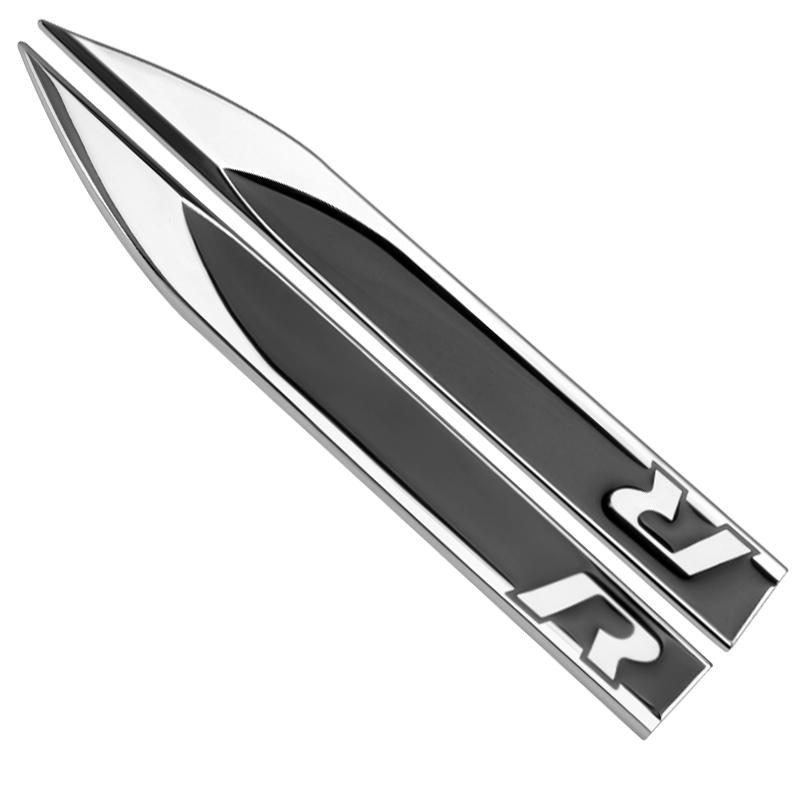 1 Pair 3D Metal R Logo Emblem Car Body Stickers Decals For VW Golf 3 4 5 8 Polo MK8 GTI GTD R Tiguan Mk7 Jetta Auto Accessories