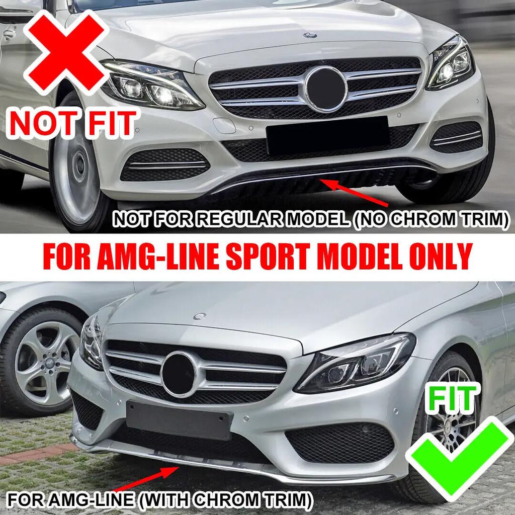 Front Bumper Lower Lip for Mercedes-Benz Class C W205 2014-2018 Trim Molding Chrome Car Body Kit Accessories
