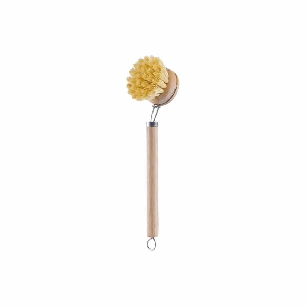 Solid Wood Dish Pot Brush Replaceable Frying Pan Brush Kitchen Cleaning Brush  Home Cleaning Sisal Hair