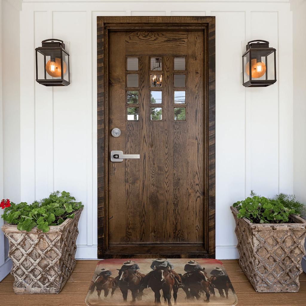 1PC Wild West Cowboy pattern Kitchen Rug Non-Slip Door Mat Pop design Bathroom Rug Bath Mat Carpet for Home Sink Laundry Decor