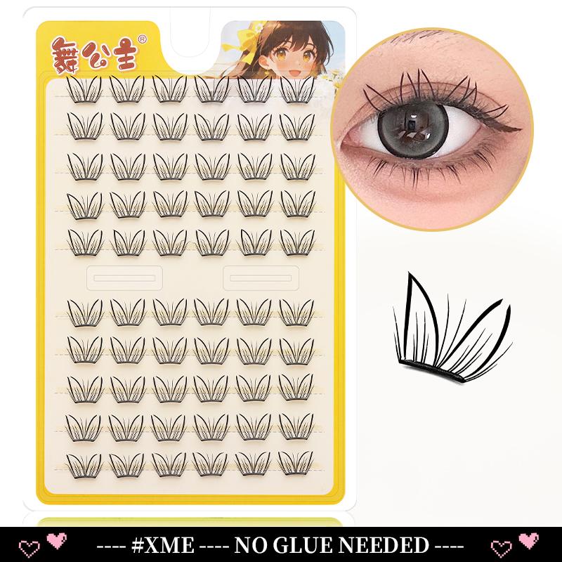 10 Rows Cluster Cat Eye No Glue Lashes Reusable Self Adhesive Glue Free Eyelash Natural Lash Manga Anime Lashes Cluster