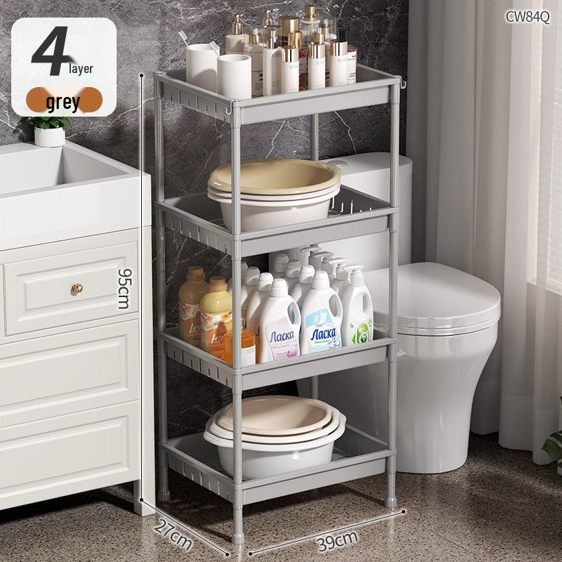 Punch-Free Floor Standing Bathroom Corner Storage Rack