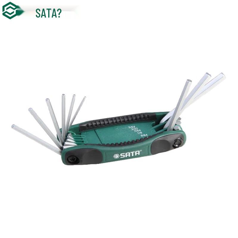 SATA 9-Piece Folding Imperial Hex Key Set Cr-V