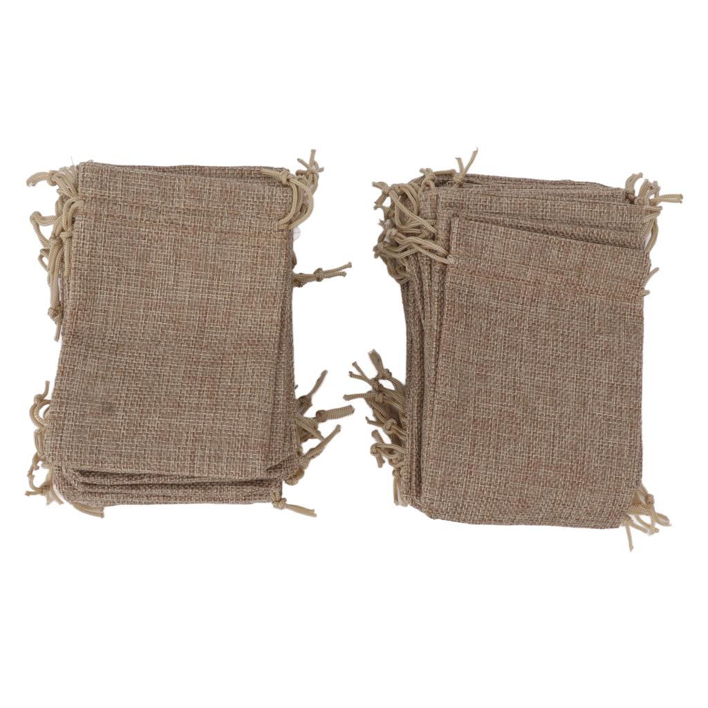 50PCS Burlap Gift Bags with Drawstring Linen Jewelry Pouches Wedding Hessian Jute Bags for Party