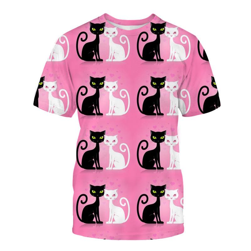 Cute Animal Series Short Sleeved 3D Digital Printed Short Sleeved Casual Top Shirt