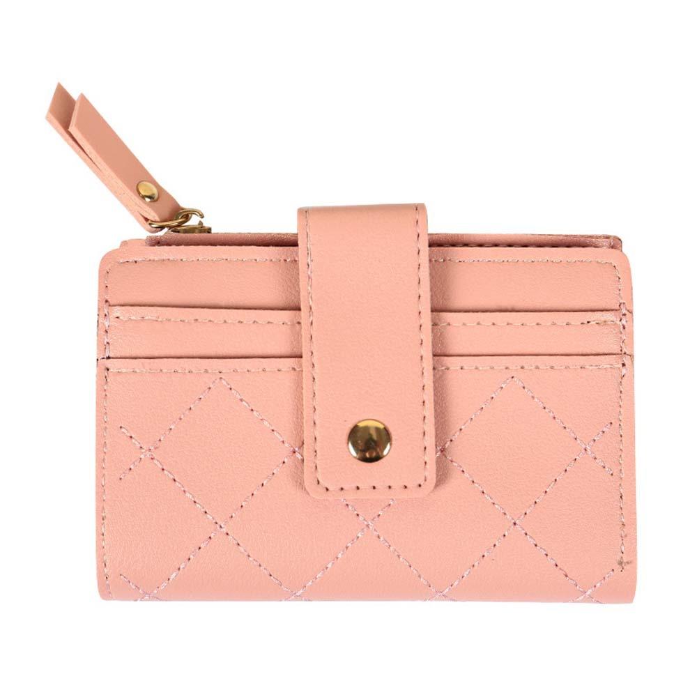 

Portable Solid Color Card Bag Transparent Lady Short PU Purses Women Lingge Wallet Dating рожевий