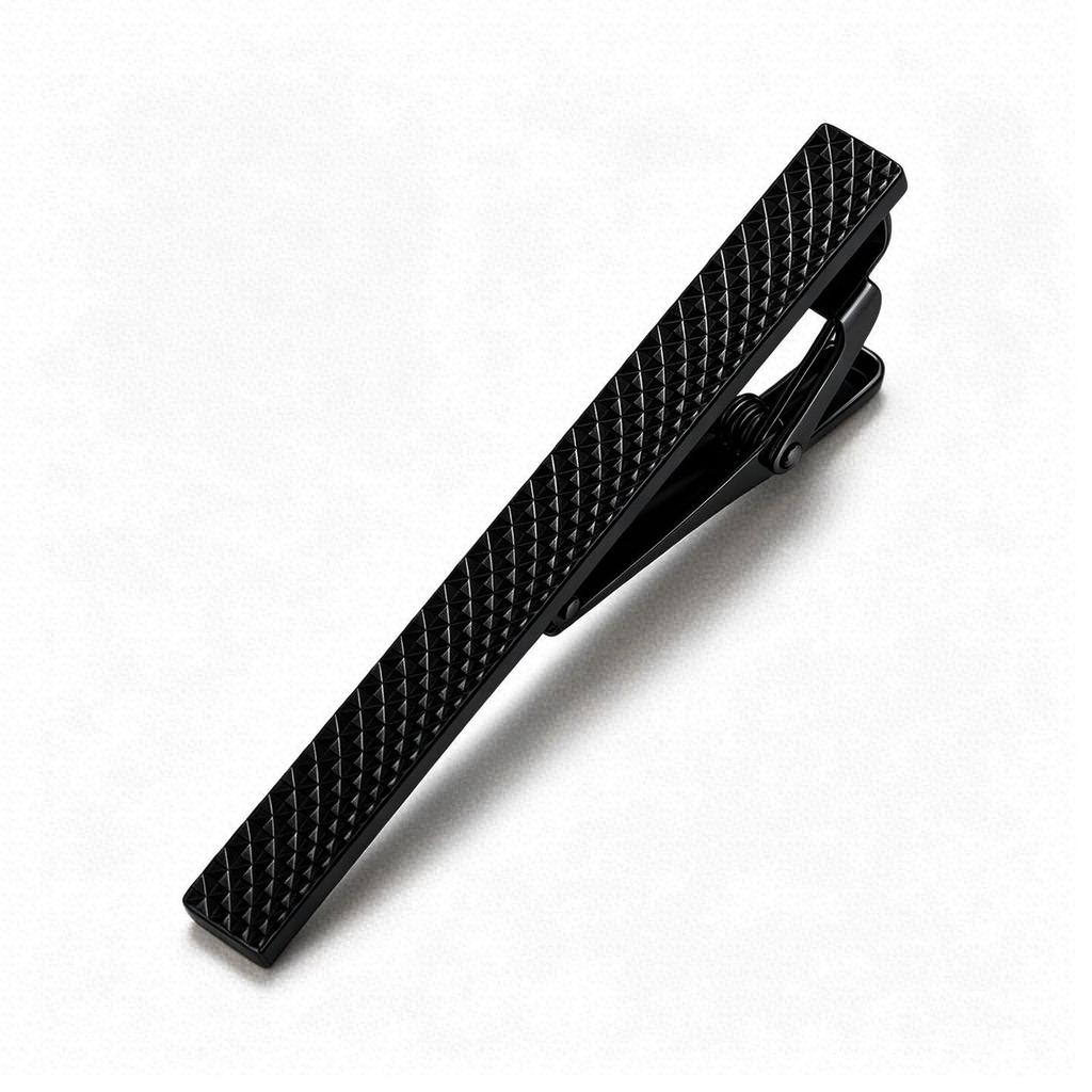 Brass Tie Clip with Laser Logo, 5.8x0.6cm - Men's Formal Business Accessory