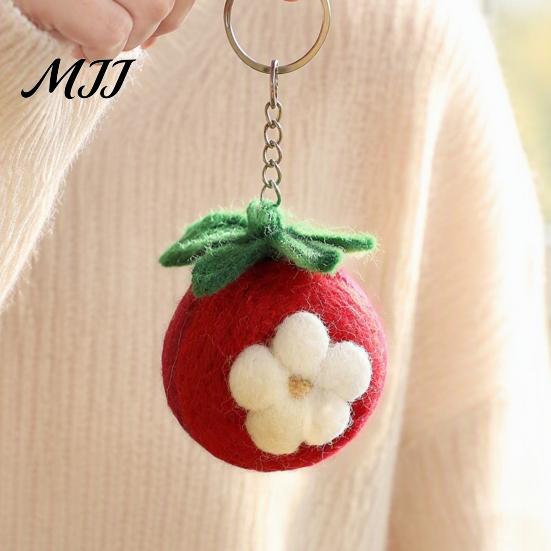 Crochet Fruit Pendant Felt Cartoon Vegetable Keychain, Garlic Pearl Mangosteen Corn Eggplant Bag Decoration Pepper Keyring Pendant, Handmade Keychain
