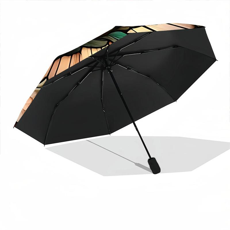 1pc Stained Glass Heart Automatic Umbrella Portable Home Essential Umbrella, Iron Umbrella Structure Suitable for All Seasons Yy251123149