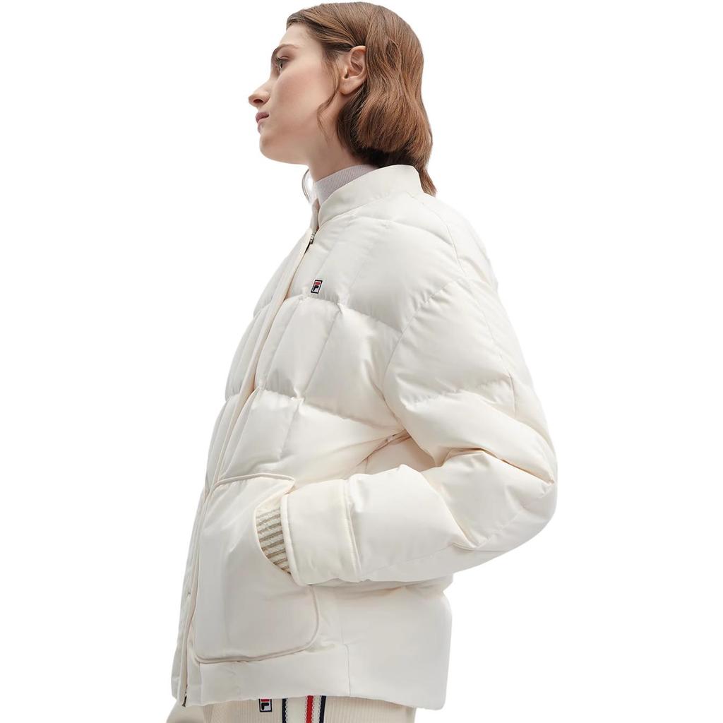 Fila 2023 Winter New Simple Casual Loose Detachable Collar Down Jacket Women Outerwear Steam-White F11W341915F-IV