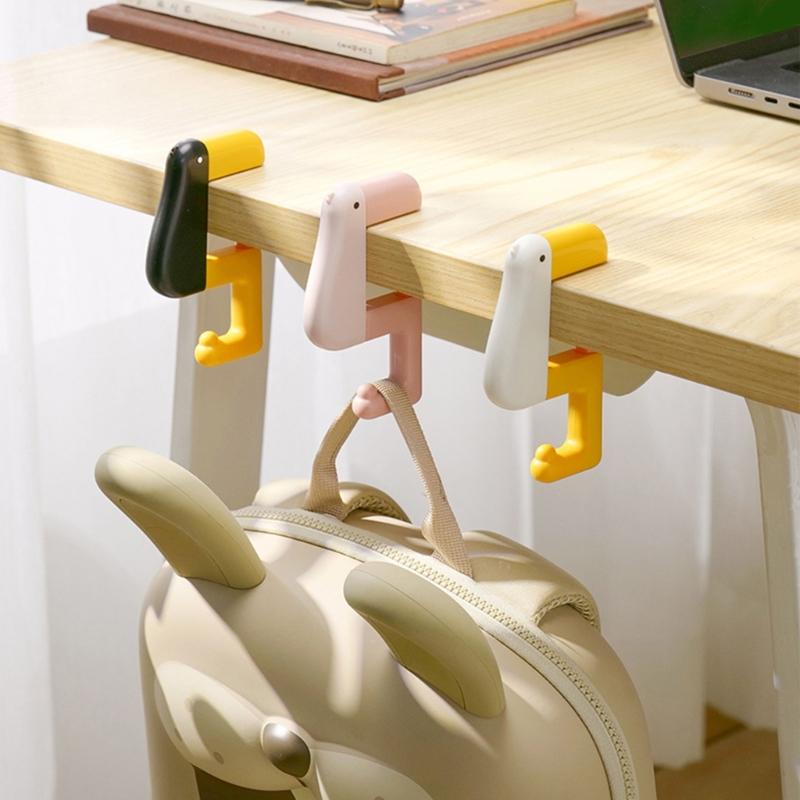 Pack of 2 Duck Shaped Space Saving Under Desk Schoolbag Hanger Bag Hanging Hook for Keys Umbrellas Cups Office Home Use