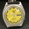 VINTAGE SEIKO 5 AUTOMATIC 7009A JAPAN MENS YELLOW COLOR DIAL WATCH a500073-2 R151a-a500073