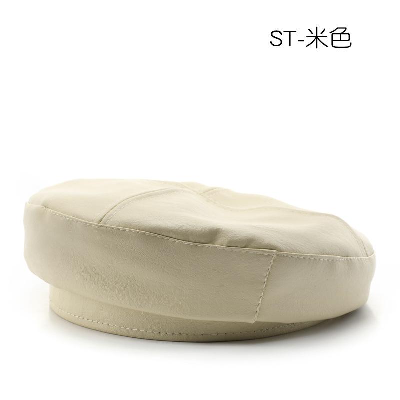 

Street personality show face small octagonal hat outdoor travel autumn and winter sunshade beret бежевий