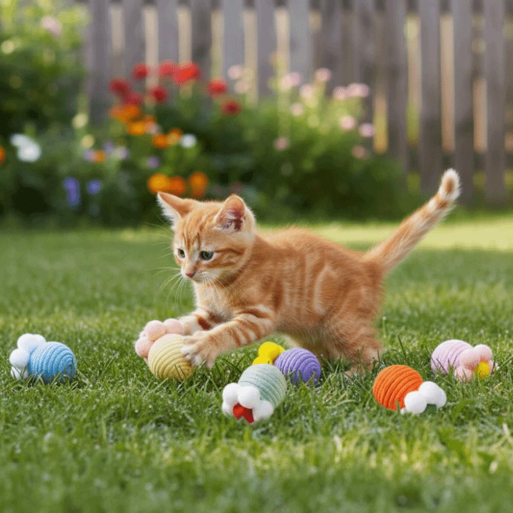 6 Pieces /Set Flower Shape Cat Toy Ball Self Playing Interactive Pet Toy  Physical Exercise