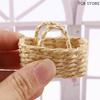 1Pcs 1/12 Mini Rattan Basket Dollhouse Miniature Weave Vegetable Food Storage Basket