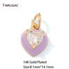 14K Gold Platin Messing Emaille Herz Anhänger Für Schmuckherstellung,Eingefasster Zirkon Anhänger Für DIY Halskette Armband Herstellung Zubehör
