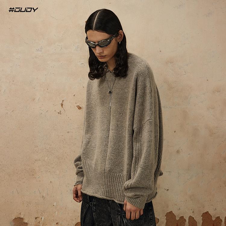 #OVDY Autumn/Winter Soft Minimalist Round Neck Rolled Edge Sweater