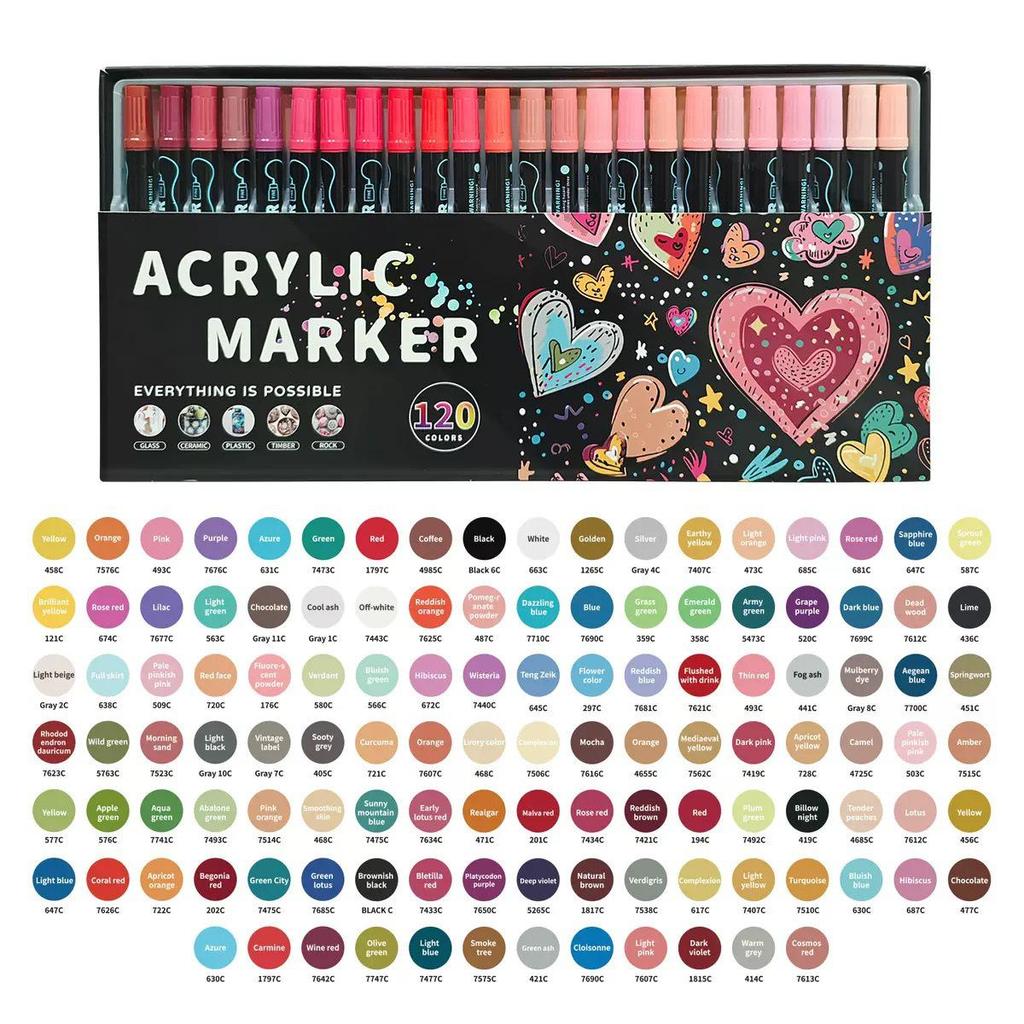 Double-Headed Acrylic Marker: Layered Doodle Pen Tip, Quick-Drying, Waterproof, Colored Marker.
