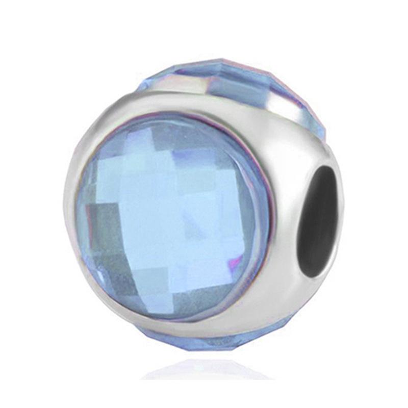 New Silver Plated Blue Diamond Alloy Large Hole Charm Beads For DIY Bracelet Necklace Jewelry Accessories Gifts