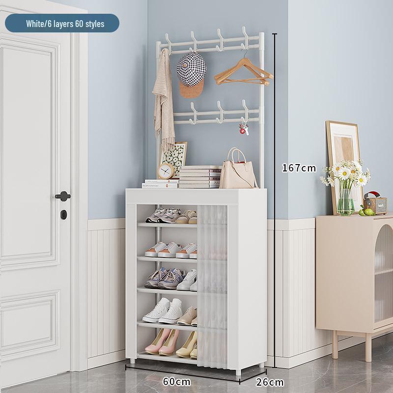 Multi-layer Dustproof Shoe & Hat Rack: Floor-standing Coat Rack & Storage Shelf for Living Room or Entryway