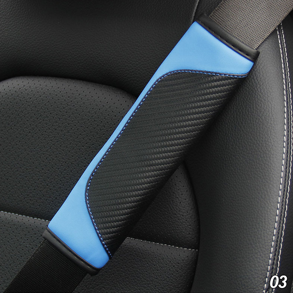 Car Seat Belt Cover Carbon Fiber Leather Crown Universal Auto Seat Belt Covers Shoulder Protection Car Accessories Interior
