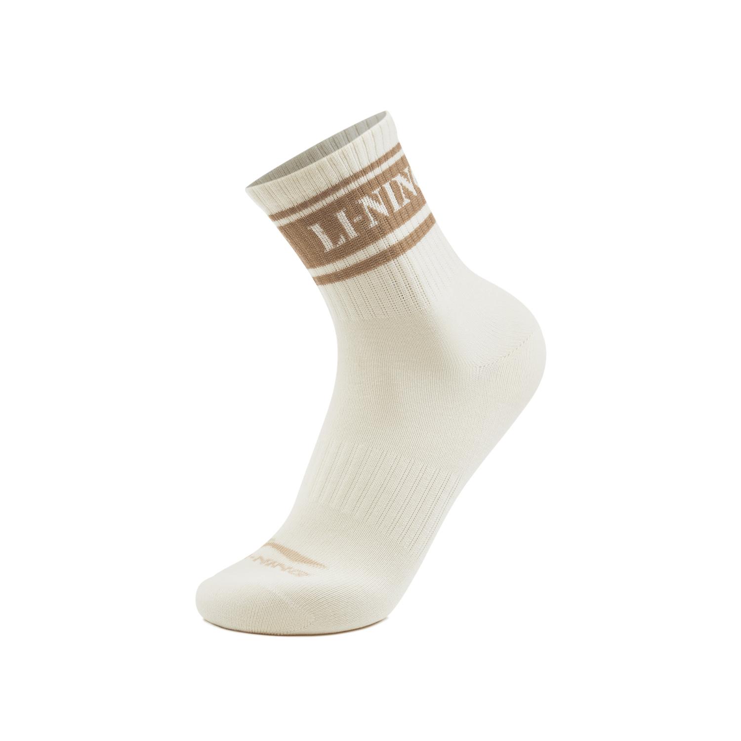 Li Ning Sports Trendy Collection Crew Socks Unisex 1 Pack Ivory AWSU319-2 L
