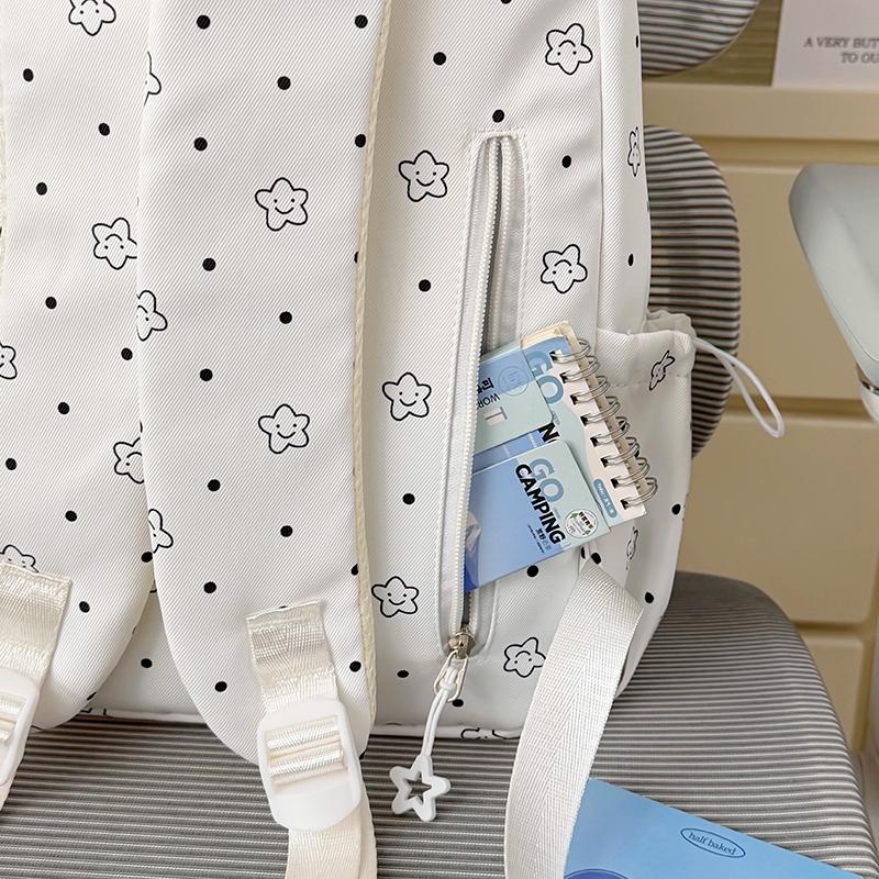 Student's Large Capacity Schoolbag Women's Little Star Print Backpack