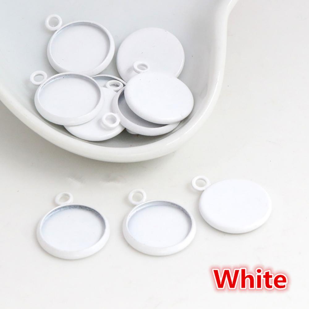 20pcs 12mm Inner Size Simple Pendant Cabochon Cameo Blank Base Setting Bezel Tray Charm for Earrings Bracelet Necklace Findings 