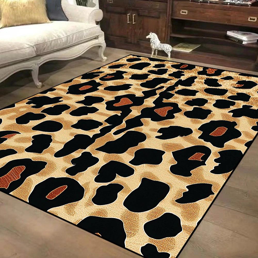 

Nordic Style Leopard Decorative Rug for Living Room Large Area Soft Flannel Bedroom Carpet Non-slip Easy Cleaning Study Foot Mat 200*250cm