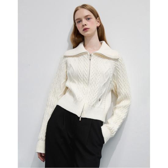 Two-Way Zipper Turtleneck Cropped Cardigan L1C45KCD340 FREE
