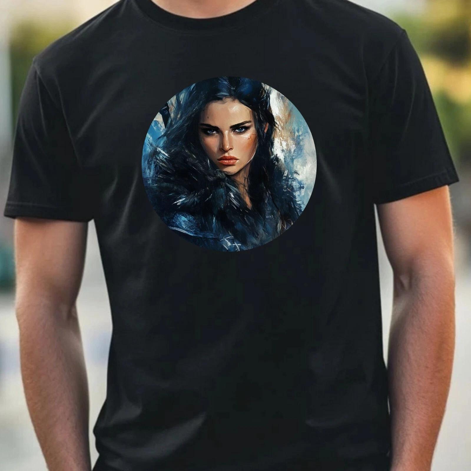 T-Shirt Herren Kriegerin Portrait Motiv Baumwolle Größe XS bis 5XL S