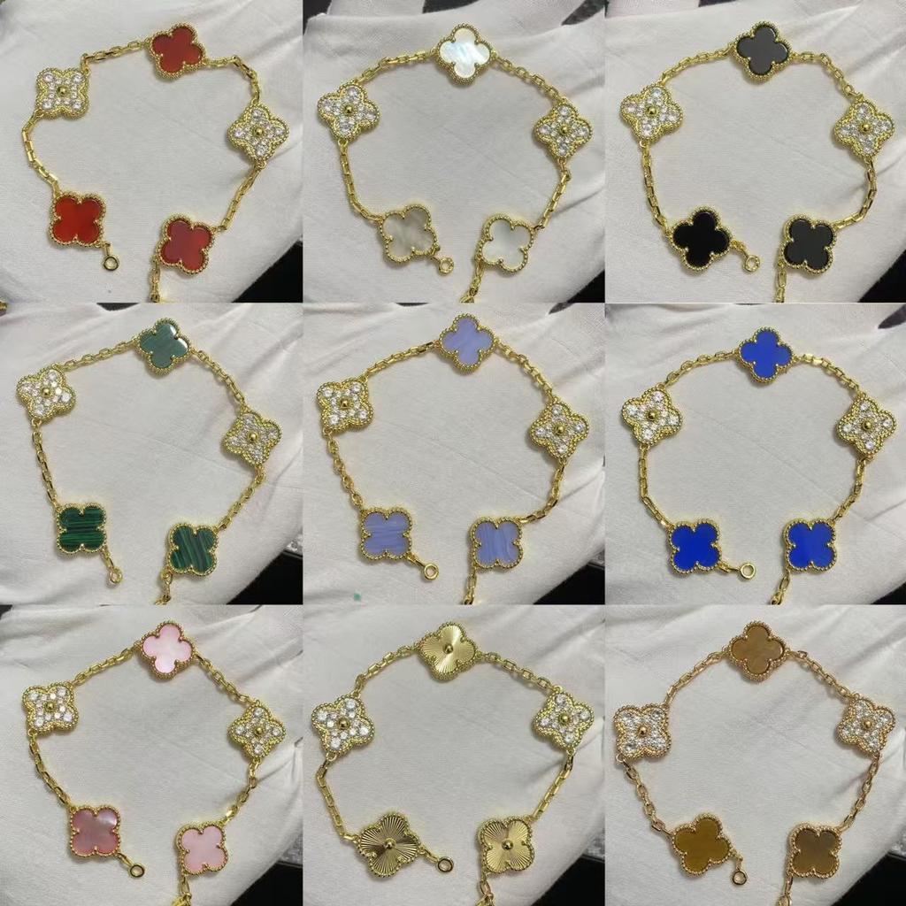 Nouă Versiune Brățară Trifoi cu Patru Foi Cinci Flori Agat Roșu Natural Sidef Alb Brățară Dama Brățară Laser