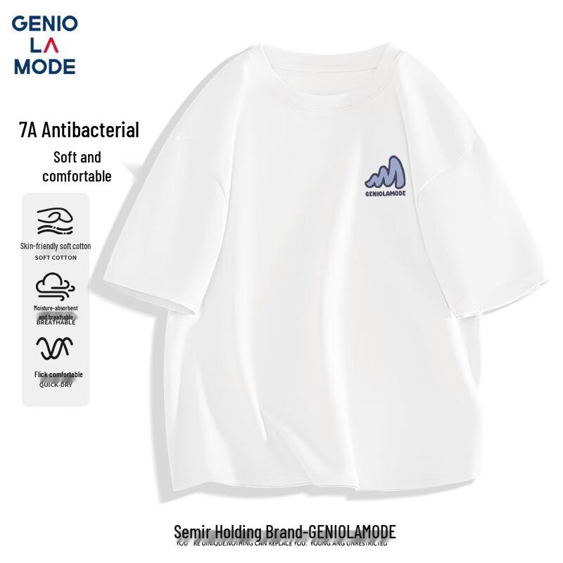 GENIOLAMODE Men s Antibacterial Printed Short-Sleeve T-Shirt XL