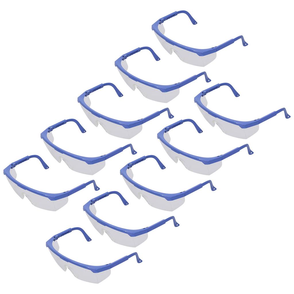 10Pcs Safety Goggles Plastic Protective Glasses Adjustable Eye Wear Set Kit for Laboratory
