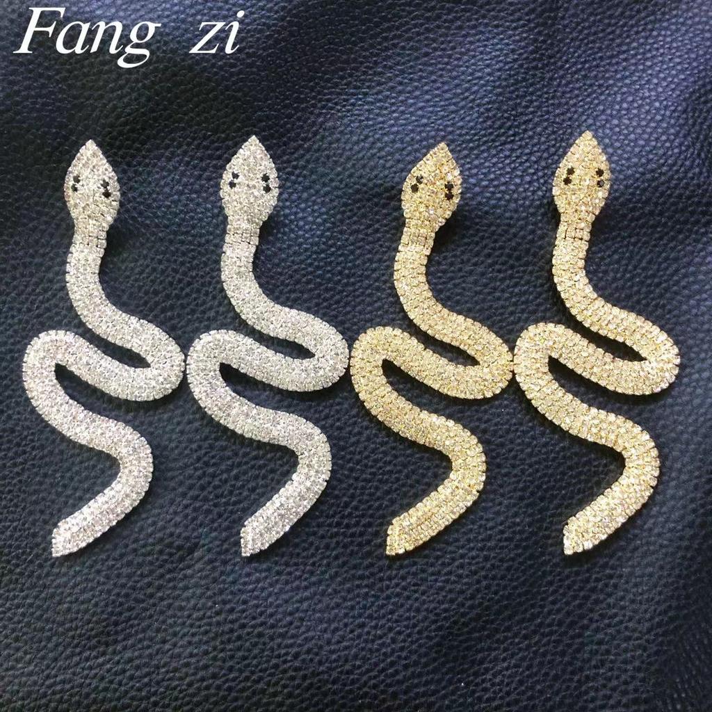 Personalized rhinestone python shape long earrings women's fashionable temperament S-type versatile earrings earrings