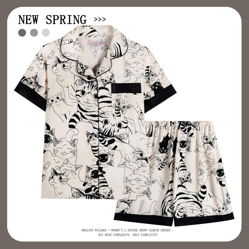 "Crayon Shin-chan" Large Size Women's Pajamas Women's Summer Short Sleeve Japanese Student Cartoon Cute Loungewear Set