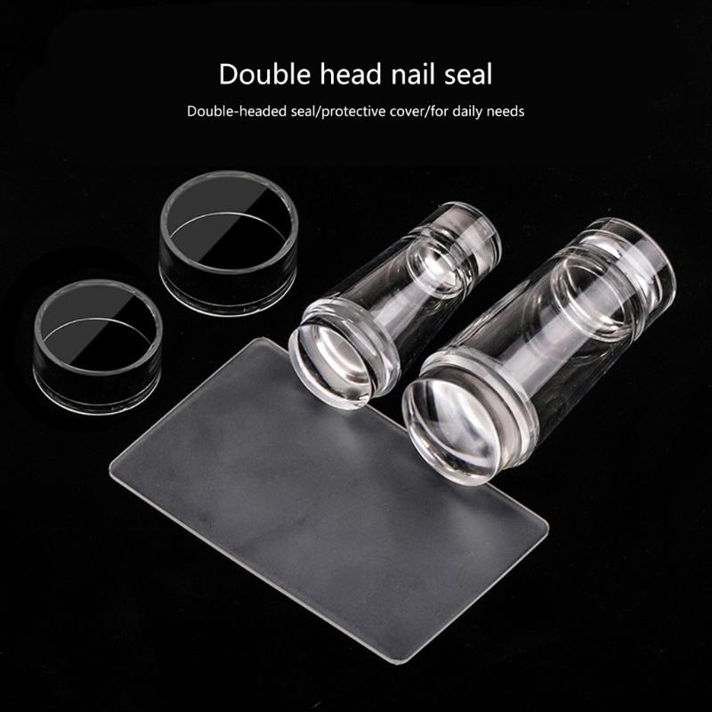 Nail Art Stamper Kit Clear Silicone Nail Stamping Kit Jelly Stamper with Scrapers for French Manicure DIY Nail Designs