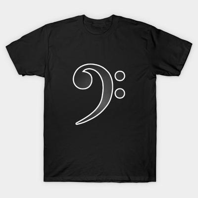 Herren Schwarzes T-Shirt mit Aufdruck Bassschlüssel Kein-Schnitt Transferpapier Druck Baumwoll-T-Shirt