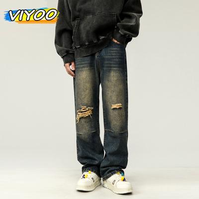 Pánske roztrhané džínsy Y2K Denim Ležérne široké nohavice Harajuku rovné nohavice Baggy Jeans Pre mužov Ženy Streetwear Kórejské oblečenie